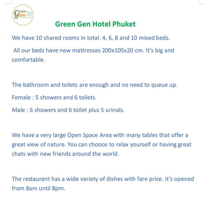 Green Gen Hotel, Mueang Phuket Ban Lo Ti Pa Exterior foto